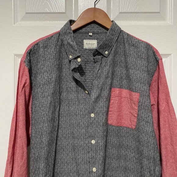 Frank & Oak Men's Button Up Shirt Textured XXL Gray Red - Picture 4 of 12